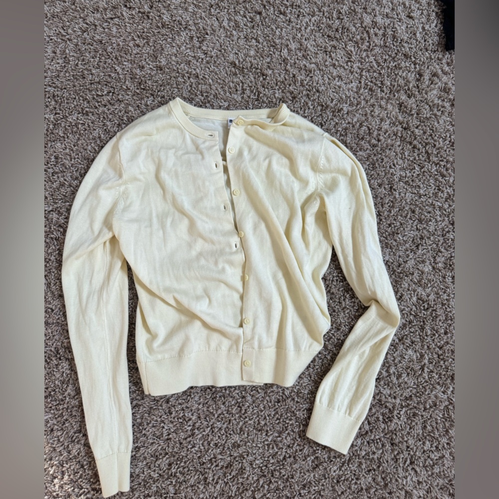 Uniqlo Light yellow Lightweight Button-Up Cardigan